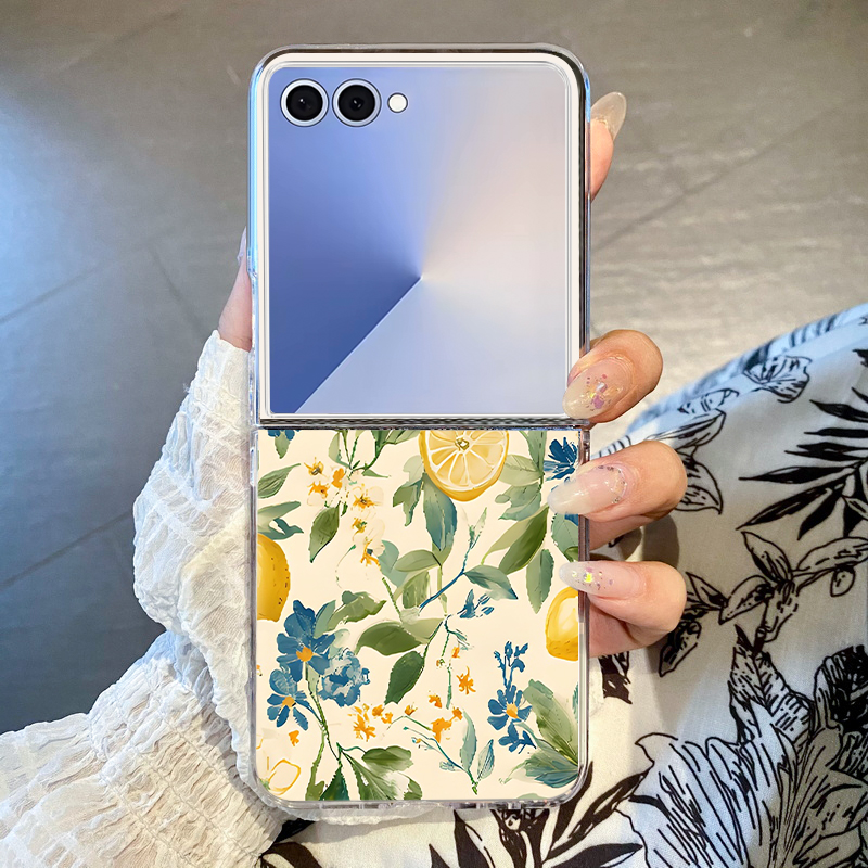 Phone Cases Z Fold 5 - Vouwbare telefoonhoes met citroenbloemenpatroon voor Samsung