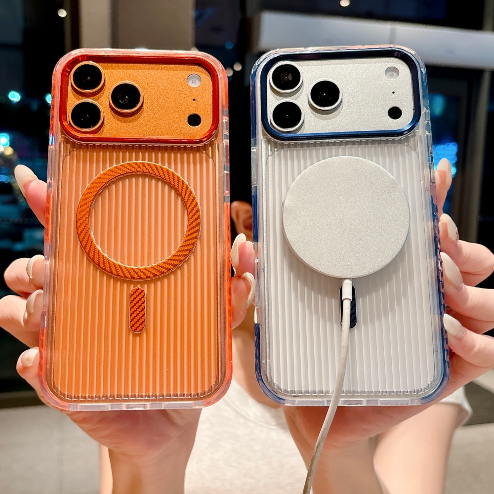 Phone Cases That Cover The Camera - Verticale Streep MagSafe Magnetische Telefoonhoes Stootbestendig