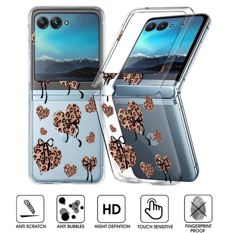 Phone Cases For Motorola - Luipaardprint Harten Patroon Clear Telefoon Case