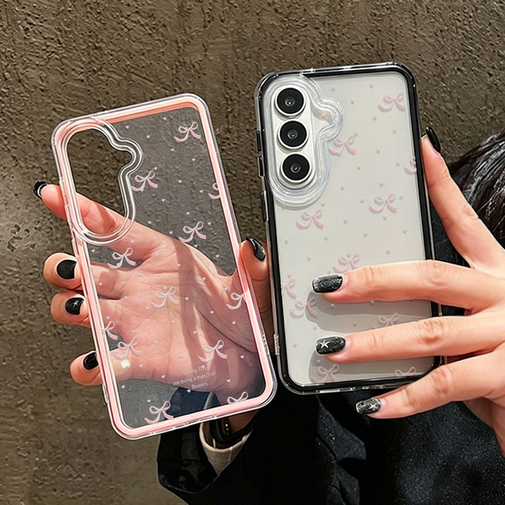 Phone Cases That Cover The Camera - Schattig roze strik zachte telefoonhoesje voor