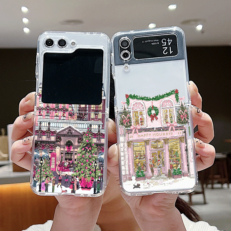 Phone Cases Z Fold 5 - Landelijk gebouw Sneeuwlandschap Kerst Duidelijk telefoonhoesje
