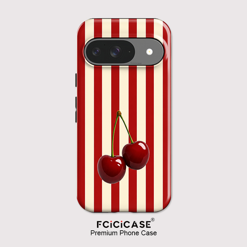 Phone Cases Pixel 10 - Fcicicase Telefoonhoesje met kersenstrepenpatroon voor Google