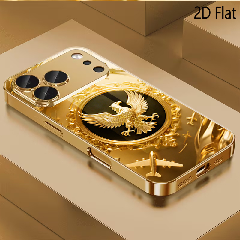 Phone Cases That Cover The Camera - Gehard glas met gouden vleugelpatroon voor