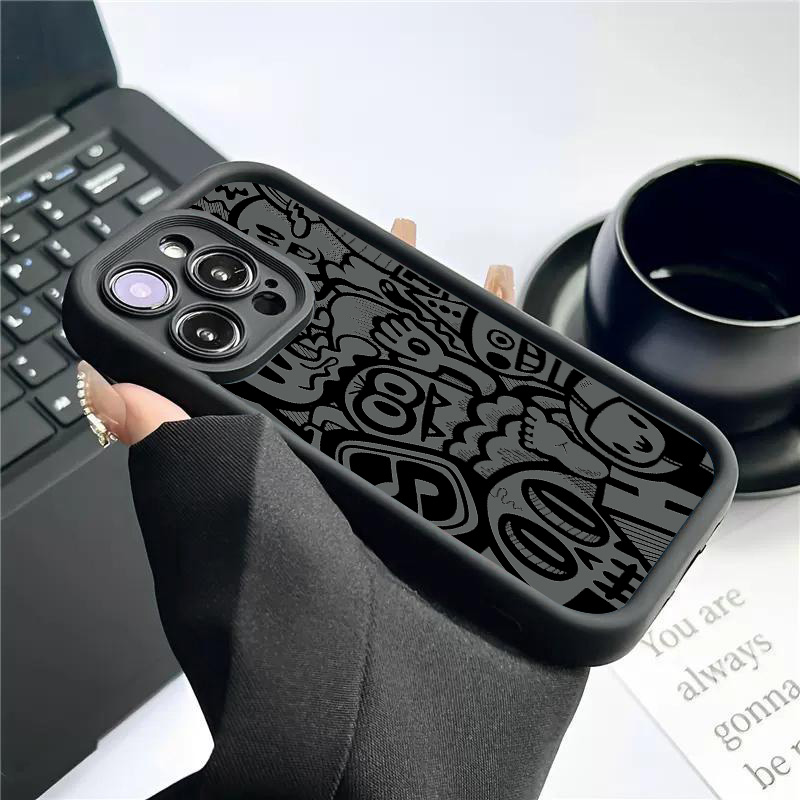 Zwarte Graffiti Telefoonhoesje - Phone Cases That Cover The Camera recensie en prijs