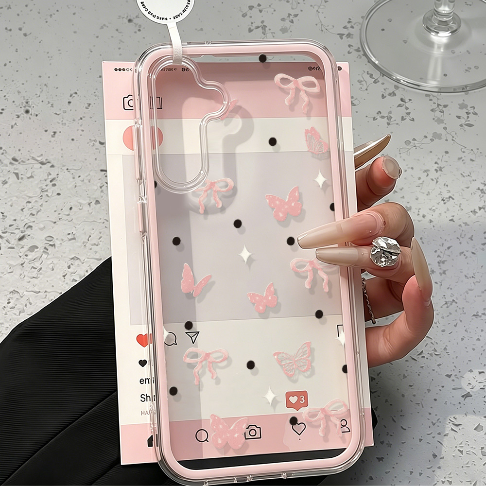 Schattig roze strik zachte tel - Phone Cases That Cover The Camera recensie en prijs