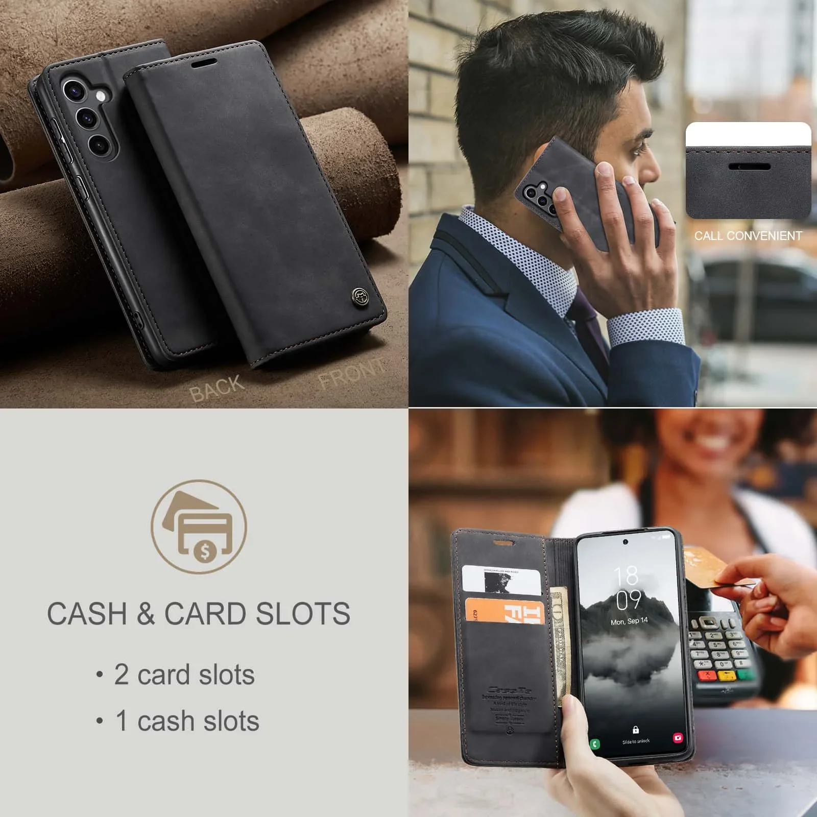 Retro lederen flipcase voor Sa - Leather Folio Wallet Case recensie en prijs