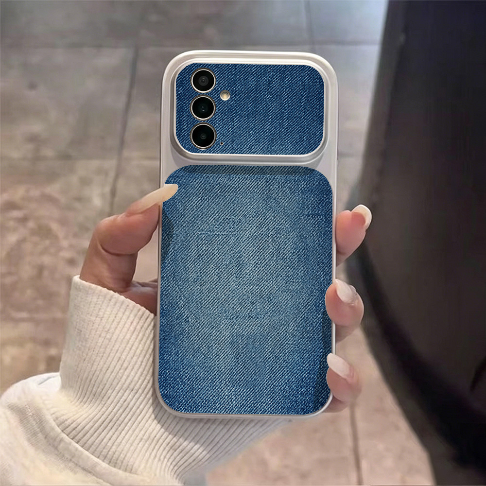 Retro blauwe denim PU lederen  - Phone Cases That Cover The Camera recensie en prijs